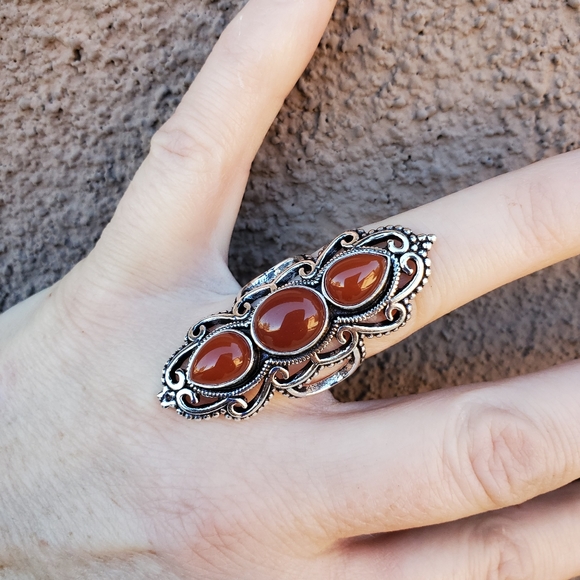 New Amazing Carnelian 925 Silver Statement Ring. - Picture 15 of 16